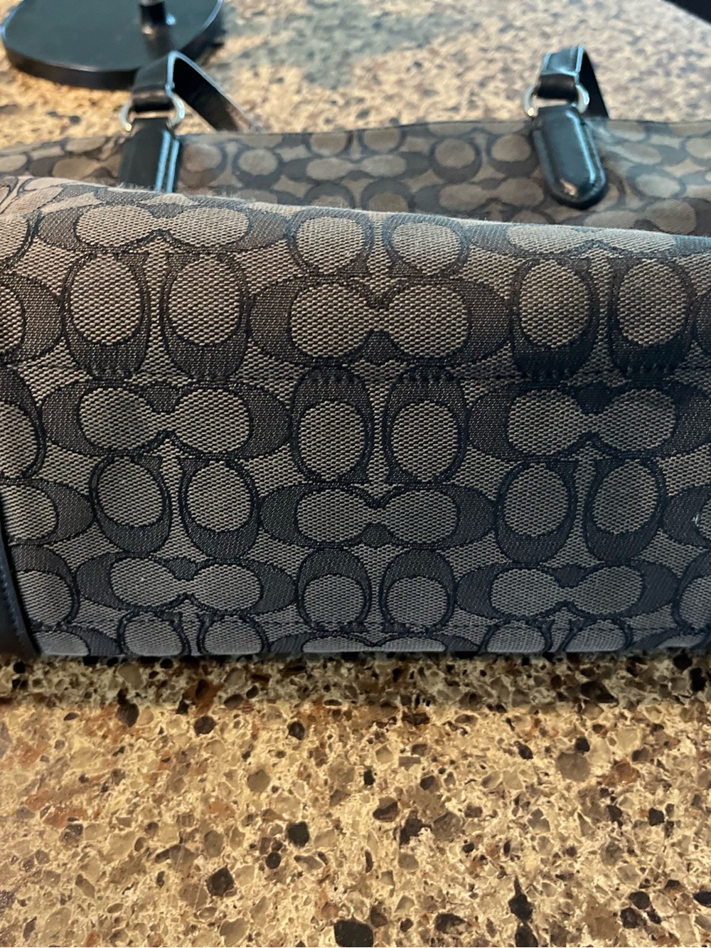 Coach Signature Canvas Tote in Black and Charcoal - Picture 6 of 10